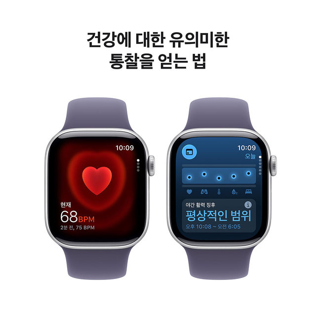 [MFCR4KH/A] GPS + Cellular / 46mm / 실버 알루미늄 / 퍼플 포그 스포츠밴드 M/L