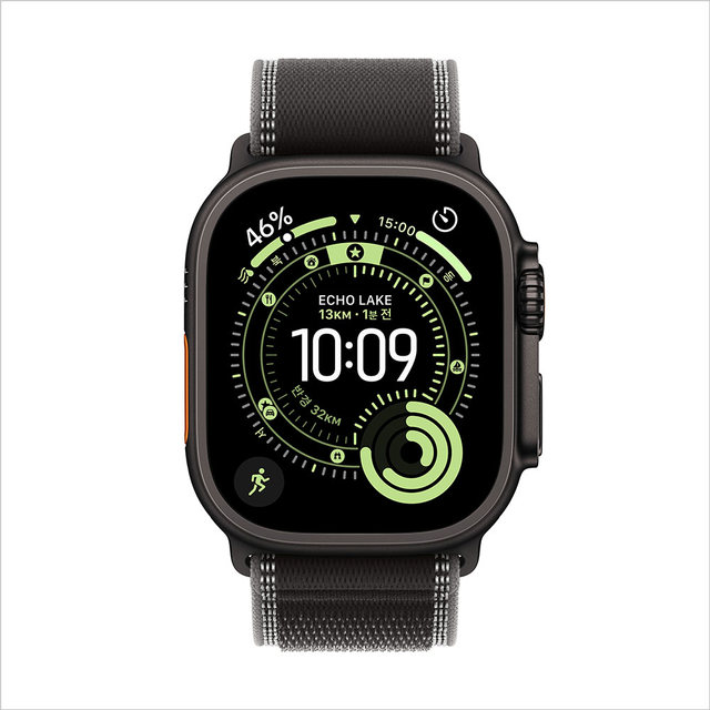 [MF1D4KH/A] GPS + Cellular / 49mm / 블랙 티타늄 / 블랙&차콜 트레일 루프 S/M