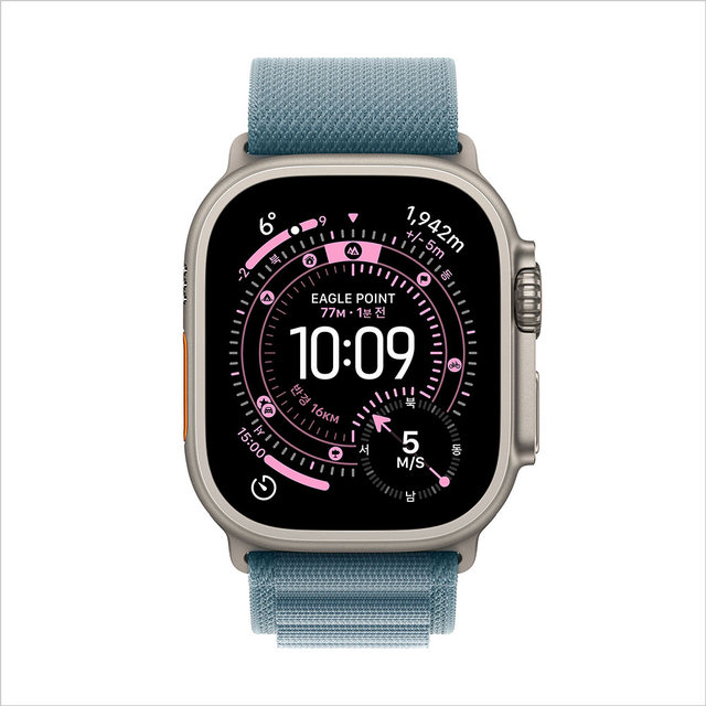 [MEWM4KH/A] GPS + Cellular / 49mm / 내추럴 티타늄 / 라이트 블루 알파인 루프 Medium